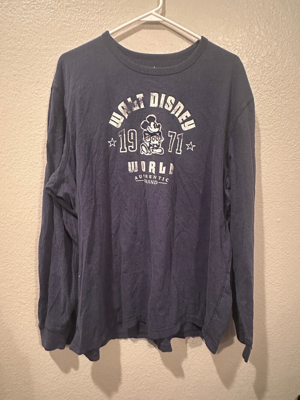 Disney Parks Walt Disney World Blue Vintage Style Mickey Mouse Long Sleeve XXL
